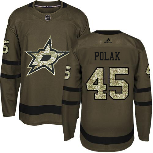 Adidas Men Dallas Stars #45 Roman Polak Green Salute to Service Stitched NHL Jersey